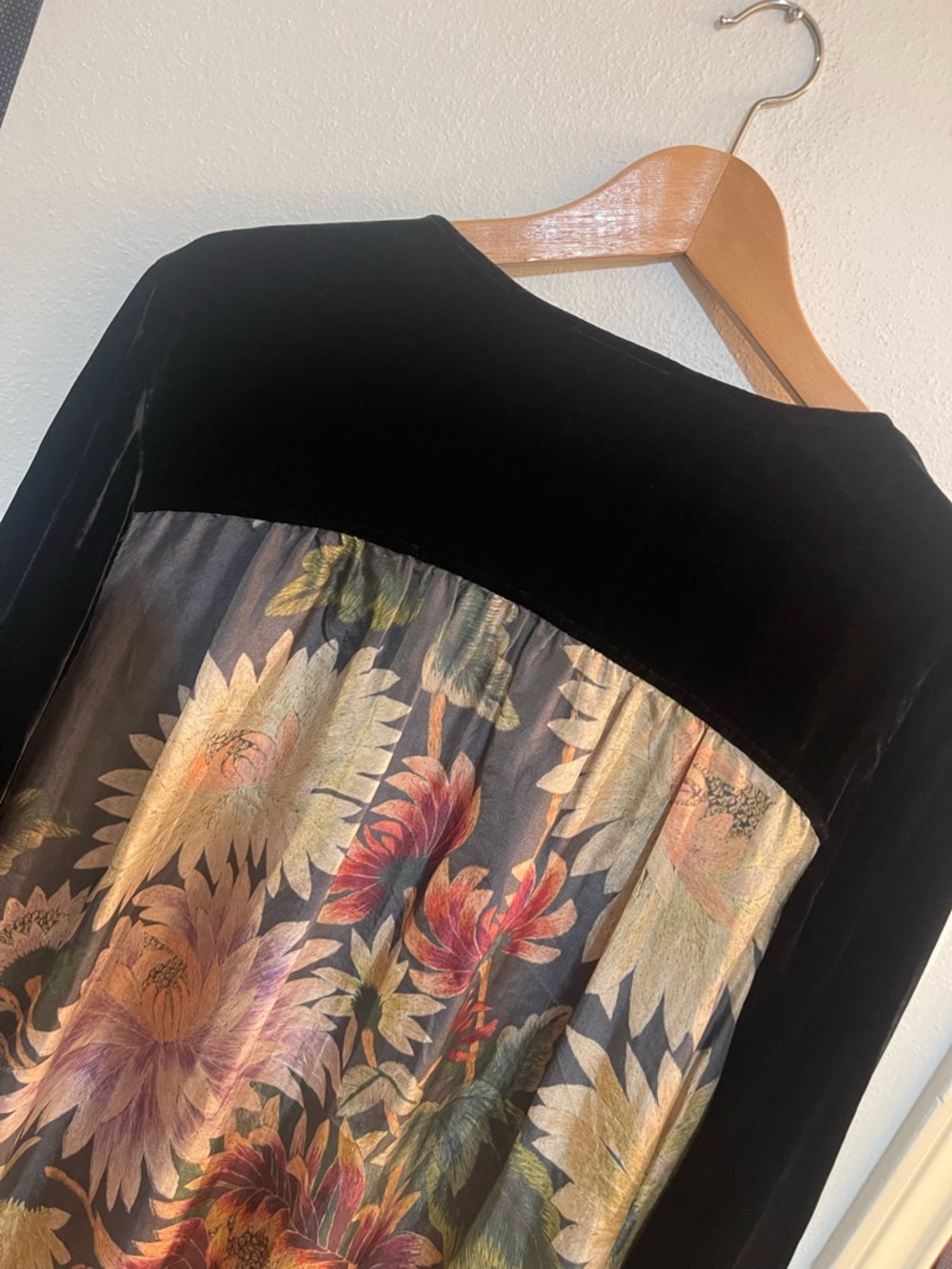 JWLA Johnny Was Mixed Media 3/4 Sleeve black  Velvet Front Silk Back dress Sz XL - Picture 5 of 9